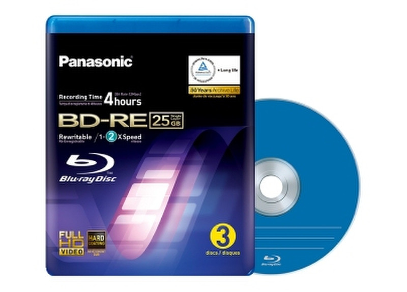 Panasonic LM-BEU 25 AE3 25GB BD-RE 3Stück(e) Leere Blu-Ray Disc