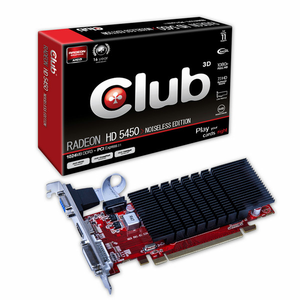 CLUB3D CGAX-54524LI Radeon HD5450 1GB GDDR3 graphics card