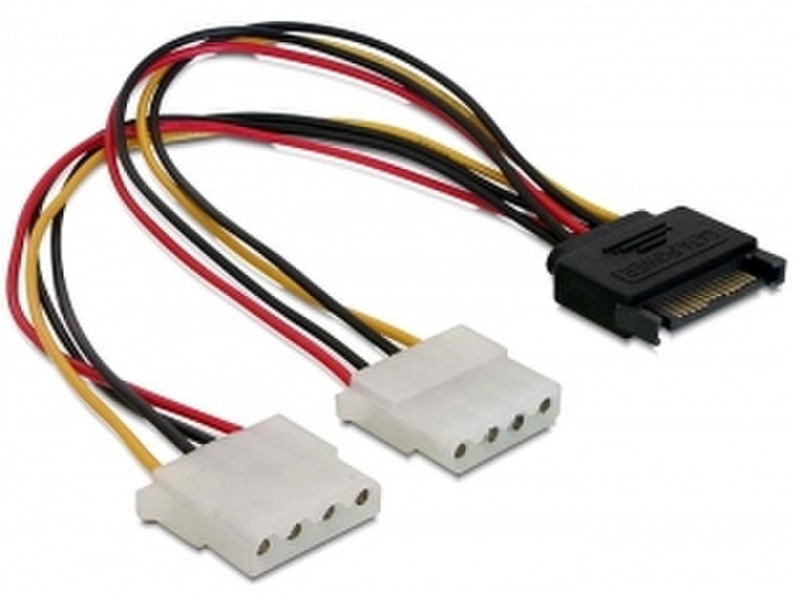 DeLOCK SATA 15pin > 2x 4pin Molex female 20cm Multicolour power cable