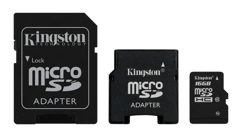 Kingston Technology 16GB microSDHC + 2 Adapters 16GB MicroSDHC memory card
