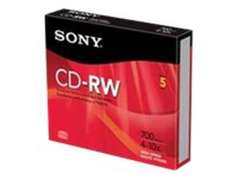 Sony 5CDRW700HRH CD-RW 700МБ 5шт чистые CD