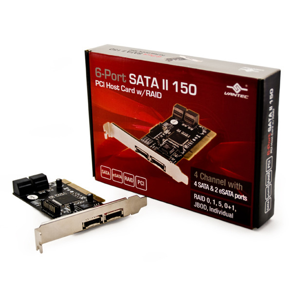 Vantec 6-Port SATA II 150 PCI Host Card w/RAID SATA Schnittstellenkarte/Adapter