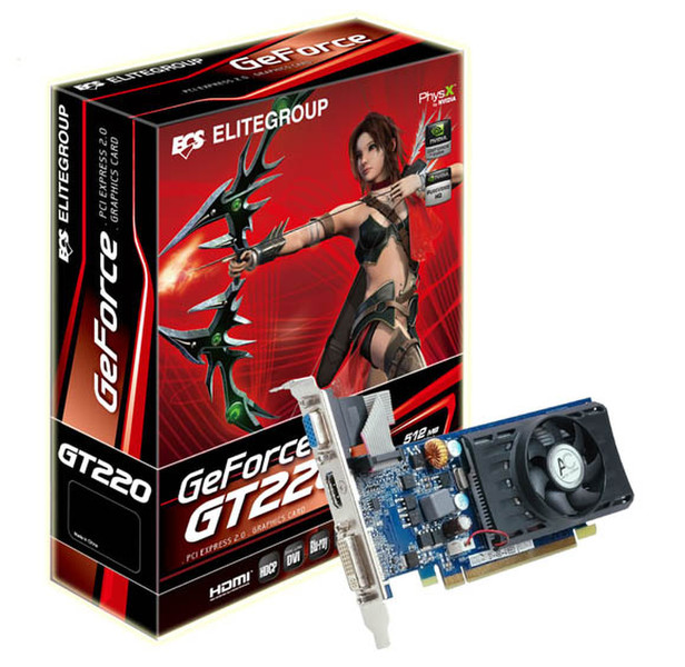 ECS Elitegroup NGT220C-512QZ-F GeForce GT 220 GDDR2 видеокарта