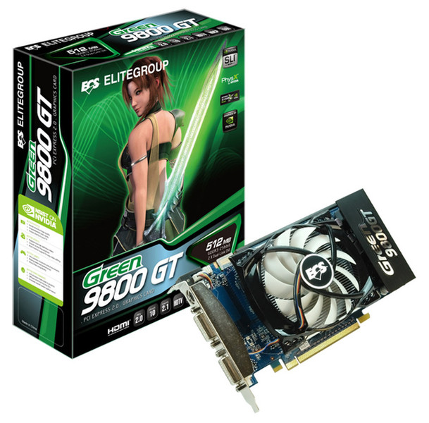 ECS Elitegroup NR9800GTE-512MX-F GeForce 9800 GT GDDR3 graphics card