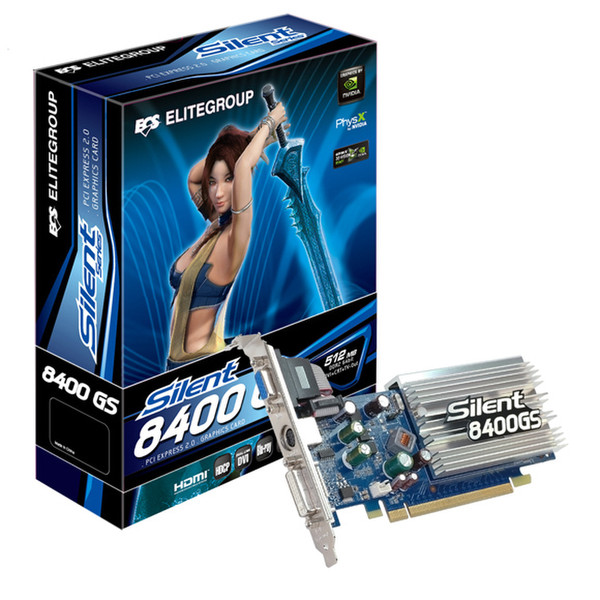ECS Elitegroup NS8400GS2C-512DS-H GeForce 8400 GS GDDR2 Grafikkarte