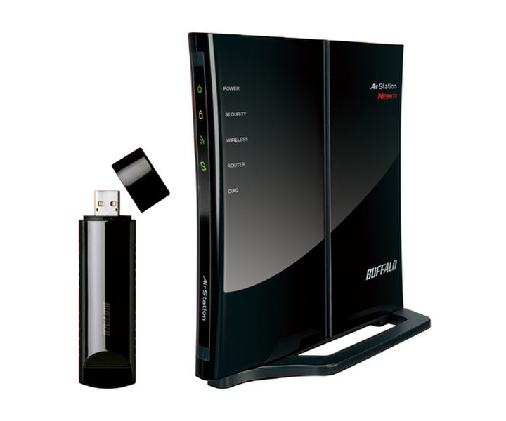 Buffalo Wireless-N Nfiniti Broadband Router & USB Adapter Starter Kit Black wireless router