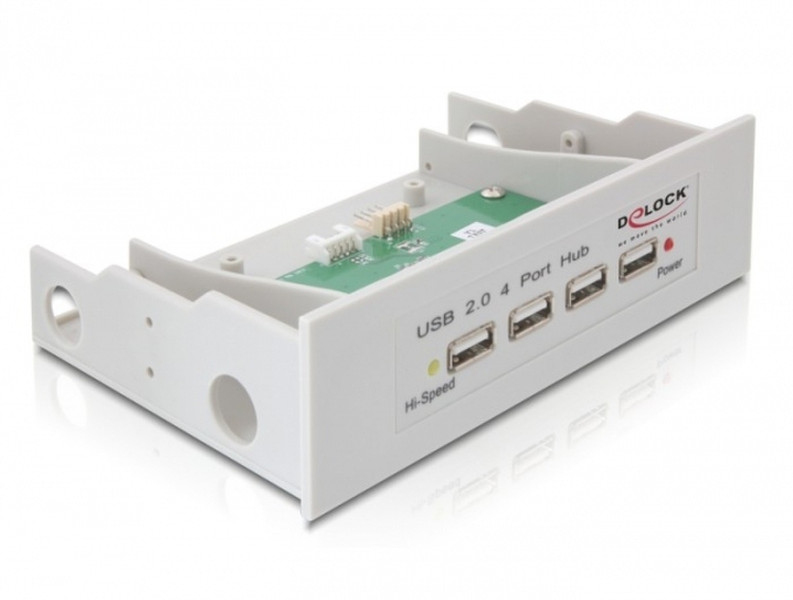 DeLOCK 4-Port USB 2.0 Hub 480Mbit/s White interface hub