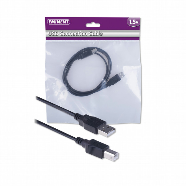 Eminent USB Cable 1.5m 1.5m USB A USB B Black USB cable