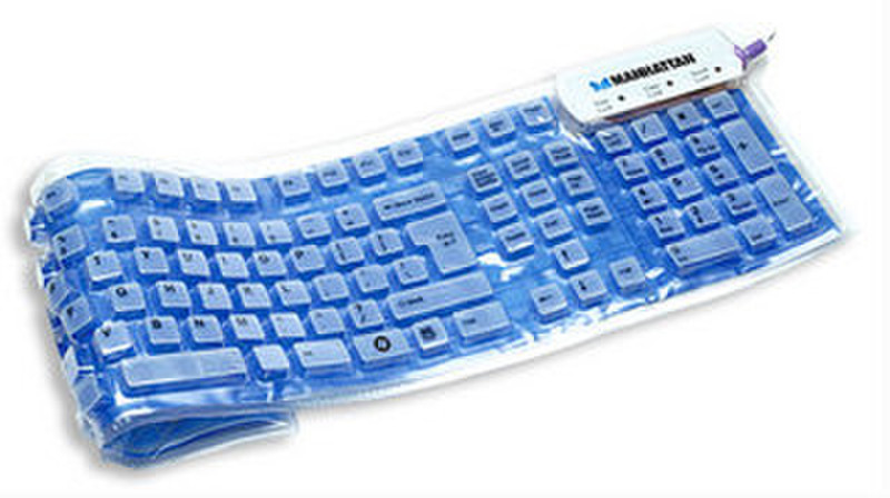 Manhattan Roll-Up USB+PS/2 QWERTY Blue keyboard