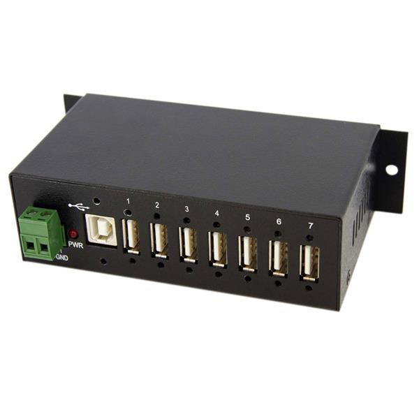 StarTech.com Industrieller montierbarer 7 Port USB 2.0 Hub - Schwarz