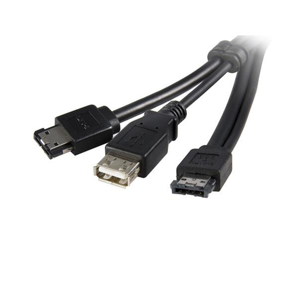 StarTech.com 3 ft Power eSATA Male -> eSATA Male / USB A Female Cable 0.9m Schwarz SATA-Kabel