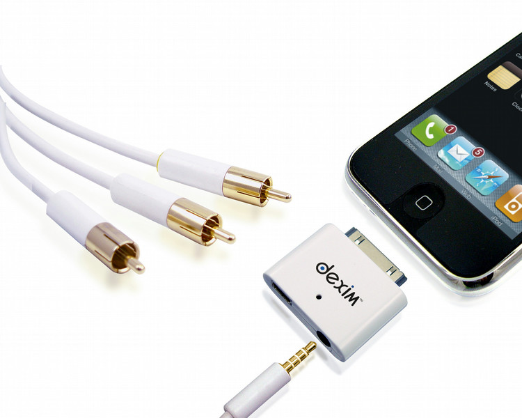 Dexim DWA007 iPod/iPhone AV adapter with AV cable White mobile phone cable