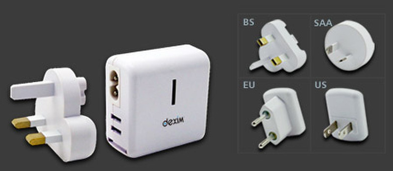 Dexim DPA010 iPod/iPhone 2in1 Worldwide AC charger bundle pack - Black Weiß Netzteil & Spannungsumwandler