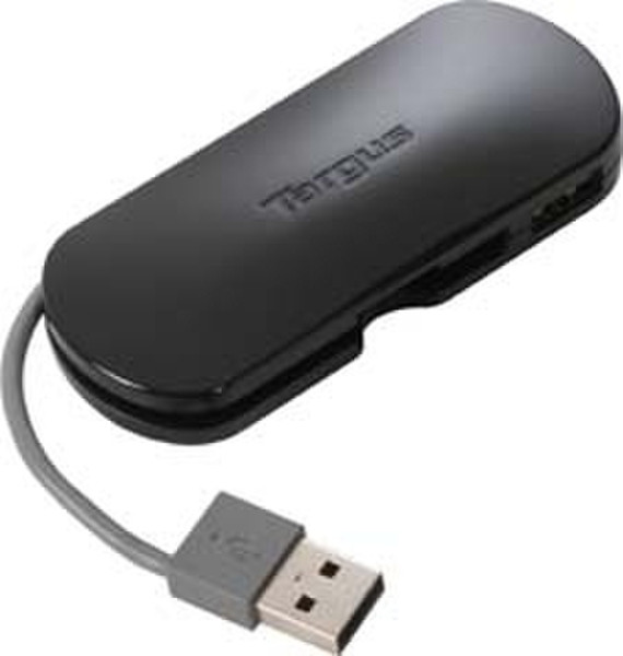 Targus 4-Port Mobile USB Hub 480Мбит/с Черный хаб-разветвитель