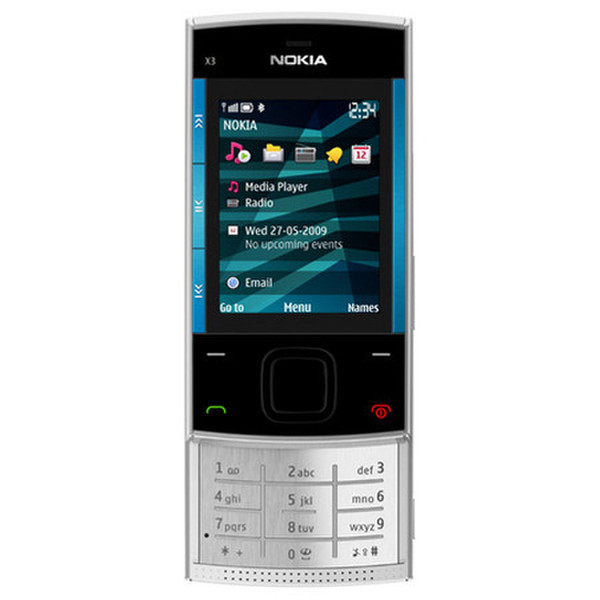 Nokia X3-00 Синий, Cеребряный смартфон