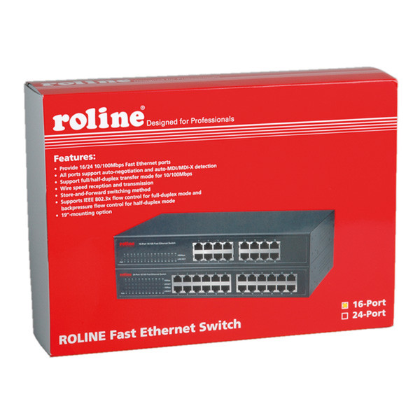 ROLINE Switch, 24x10/100, Desktop & 19
