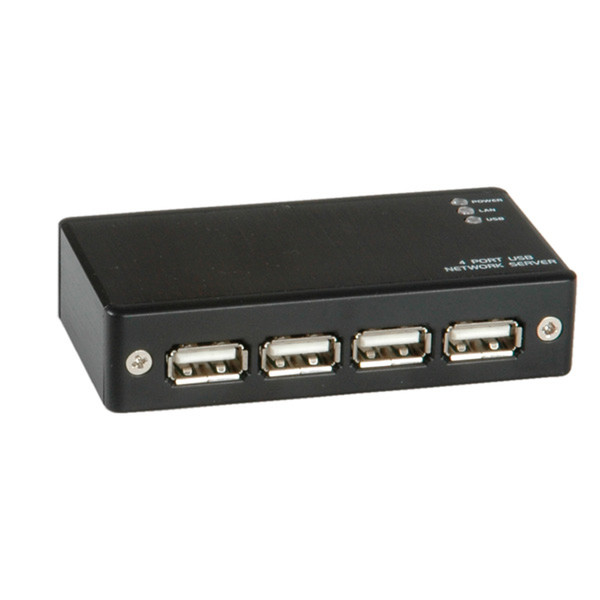 ROLINE USB 2.0 Hub over IP, 4 Ports, Fast Ethernet Черный хаб-разветвитель