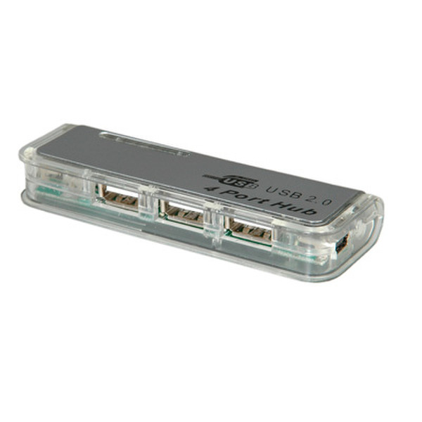 ROLINE USB 2.0 Pocket Hub, 4 Ports 480Mbit/s Silver interface hub