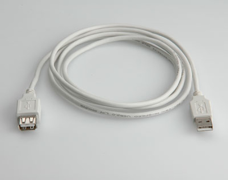 Value USB 2.0 Cable, Type A, 3.0 m 3м USB A USB B Белый кабель USB