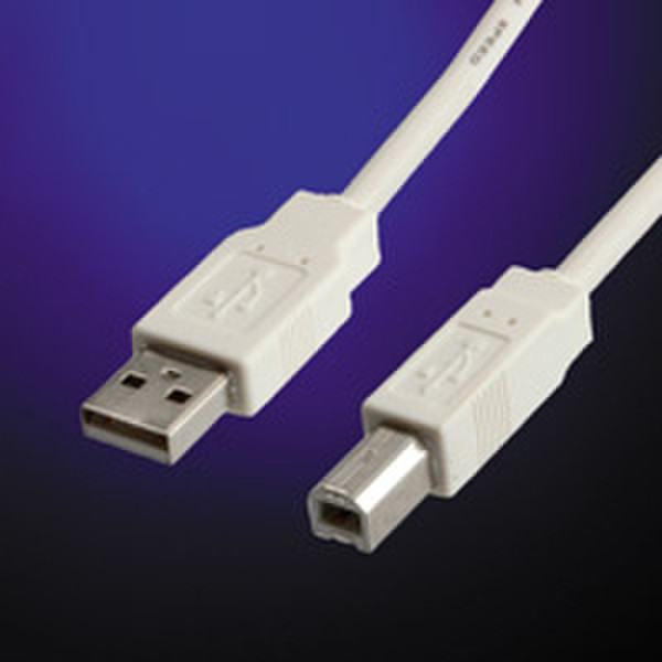 ROLINE USB 2.0 Cable 3м USB A USB B Белый кабель USB