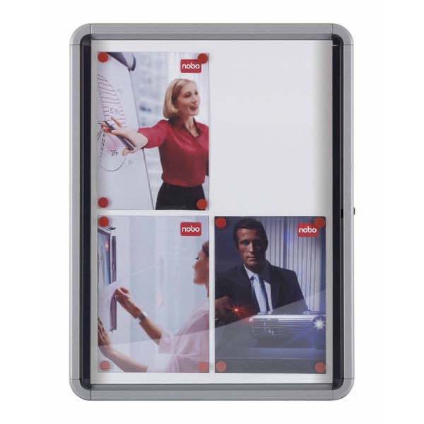 Nobo Glazed Case Internal Для помещений Белый Алюминиевый доска для вставки объявлений