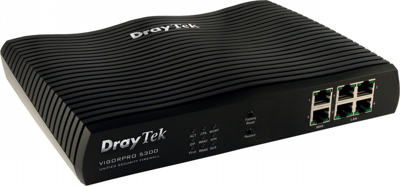 Draytek VigorPro 5300 Eingebauter Ethernet-Anschluss Schwarz Kabelrouter