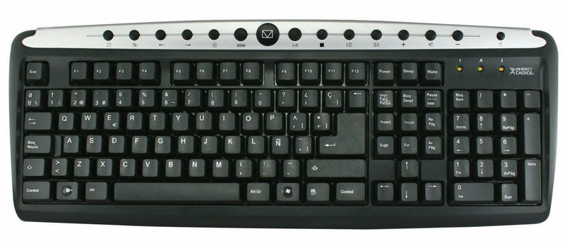 Perfect Choice Teclado Multimedia PS/2 PS/2 QWERTY Schwarz Tastatur