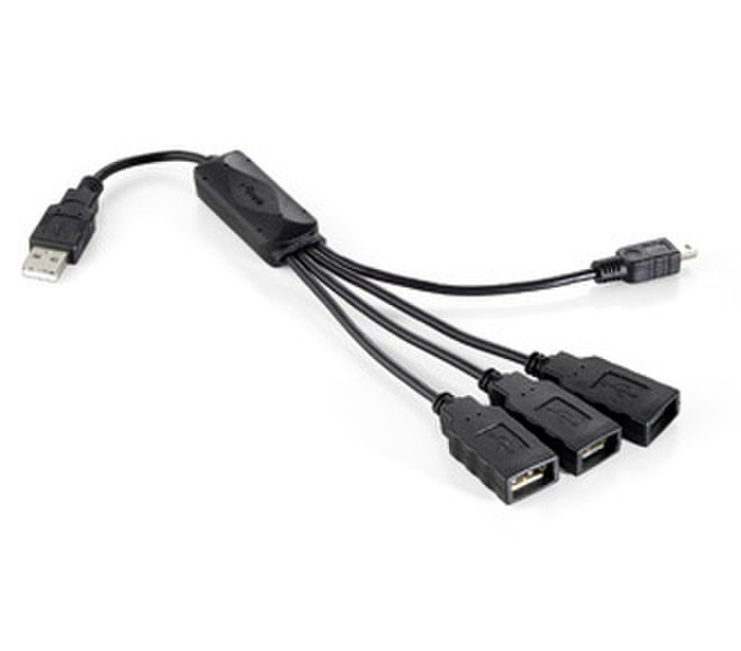 Equip USB 2.0 Cable Hub 3+1 USB A Черный кабель USB