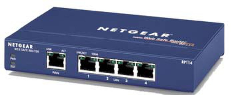 Netgear RP114 Подключение Ethernet ADSL Синий проводной маршрутизатор