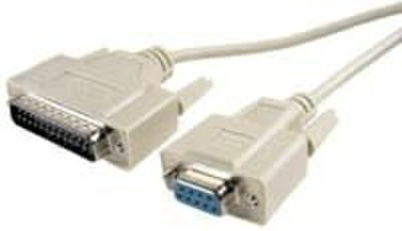 Cables Unlimited PCM1970-15 DB9 DB25 Beige cable interface/gender adapter