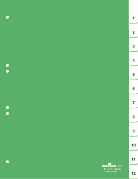 Durable 6210-05 Numeric tab index Зеленый закладка-разделитель