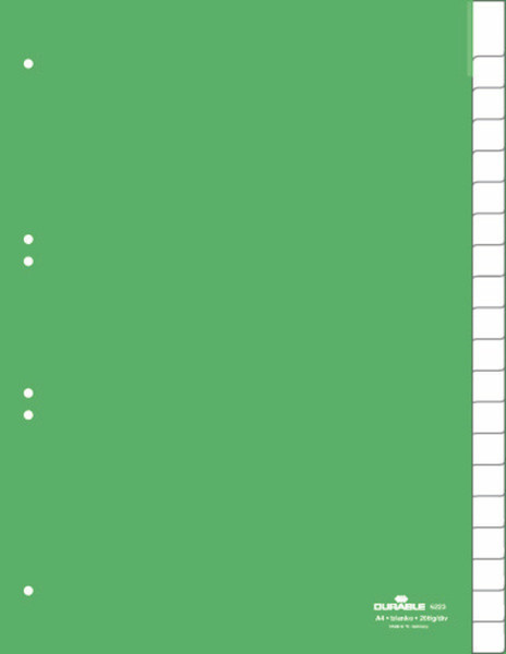 Durable 6223-05 Blank tab index Зеленый закладка-разделитель