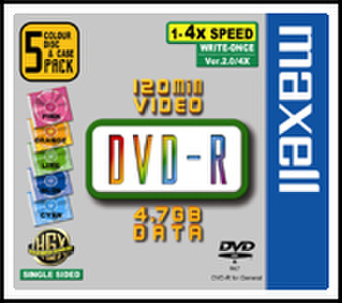 Maxell DVD-R 4.7GB 16x SlimCase ColorMix 5pk 4.7GB 5Stück(e)