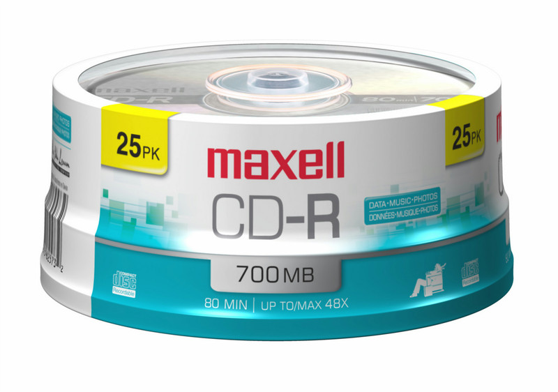 Maxell 648445 CD-R 700МБ 25шт чистые CD