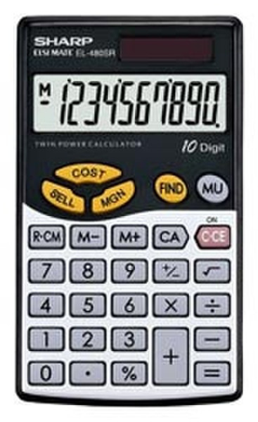 Sharp EL-480SR Pocket Financial calculator Черный, Cеребряный