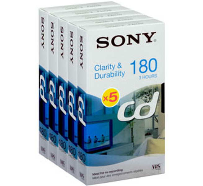 Sony 5-pack VHS CD Tape 5E180CD VHS blank video tape