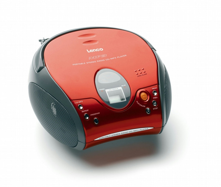 Lenco Stereo FM radio w/ CD/MP3 player Portable CD player Red