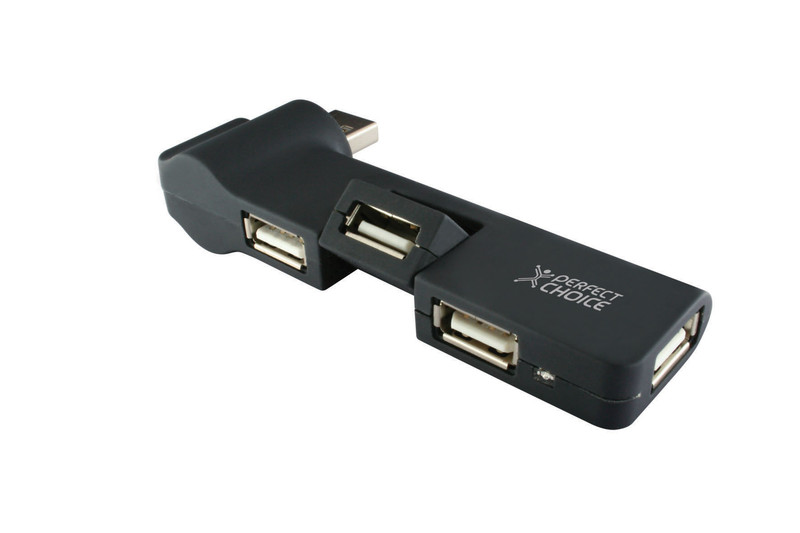 Perfect Choice Concentrador USB 4 Puertos 480Мбит/с Черный хаб-разветвитель