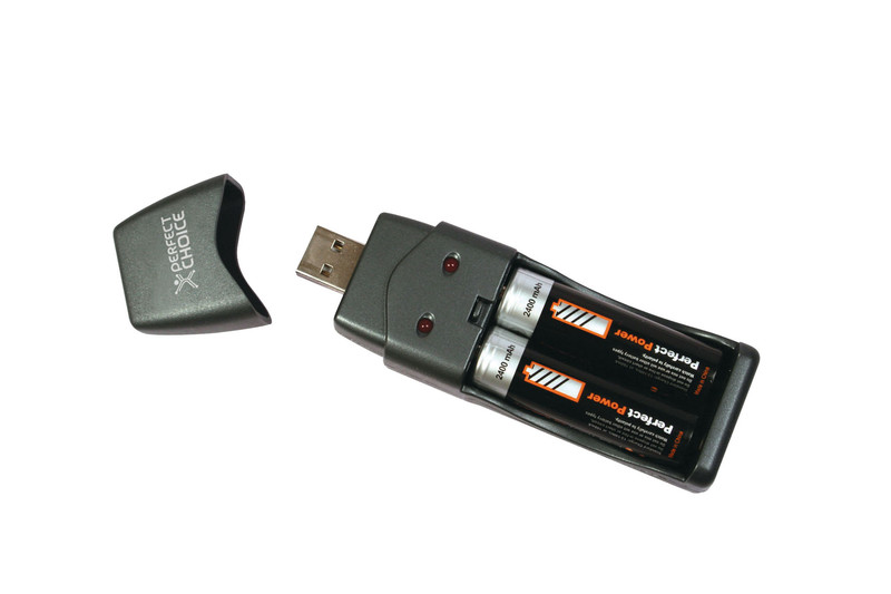 Perfect Choice Cargador USB para 2 Baterias AA/AAA
