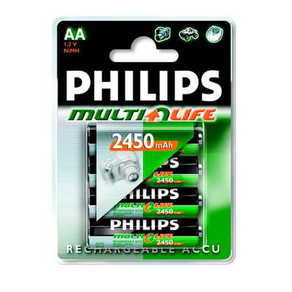 Philips Multilife rechargeable battery R6R245P4/10 Никель-металл-гидридный (NiMH) 2450мА·ч 1.2В аккумуляторная батарея