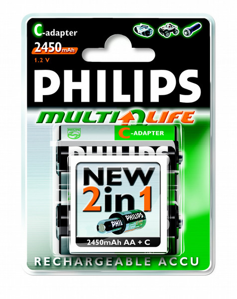 Philips Multilife rechargeable battery R14R245P2/10 Никель-металл-гидридный (NiMH) 2450мА·ч 1.2В аккумуляторная батарея