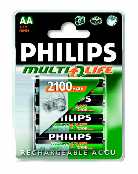 Philips Multilife rechargeable battery R6R210P4/10 Nickel-Metal Hydride (NiMH) 2100mAh 1.2V rechargeable battery