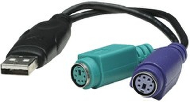 Astrotek PS2/USB 2.0 Adapter USB 2.0 A 2x PS/2 FM Черный кабельный разъем/переходник