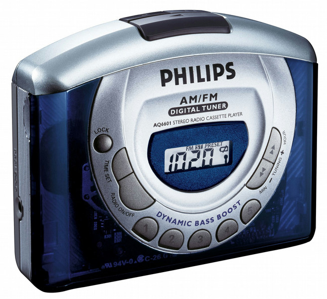 Philips AQ6601/00C 1дека(и) Синий, Cеребряный кассетный плеер