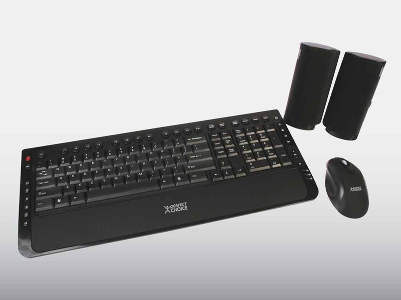 Perfect Choice Kit 3 en 1 Alambrico (Teclado, Raton y Bocinas) USB QWERTY Schwarz Tastatur