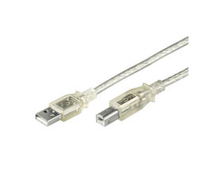 Microconnect USB2.0 A-B 1m M-M 1м USB A USB B Прозрачный кабель USB