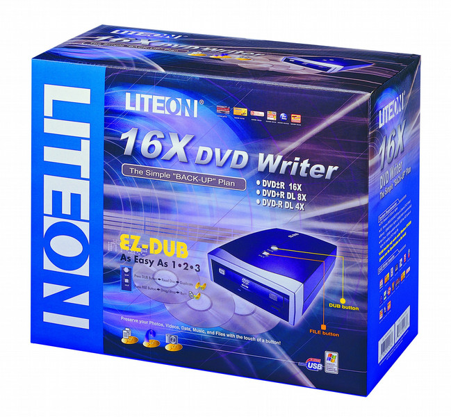 Lite-On External EZ-DUB 16x DVD-Dual Drive Черный оптический привод