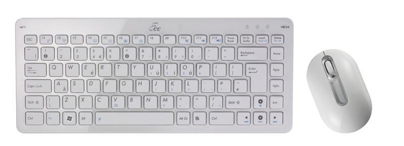 ASUS Eee PC Keyboard + Mouse Set Беспроводной RF QWERTY Белый клавиатура