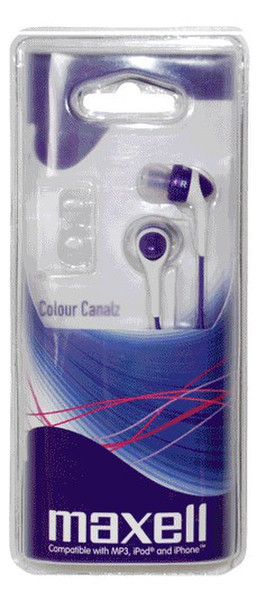 Maxell Colour Canalz Headphones Purple Стереофонический Проводная Синий, Пурпурный гарнитура мобильного устройства