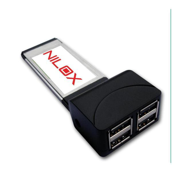 Nilox 4-Port USB 2.0 PCMCIA Card USB 2.0 interface cards/adapter